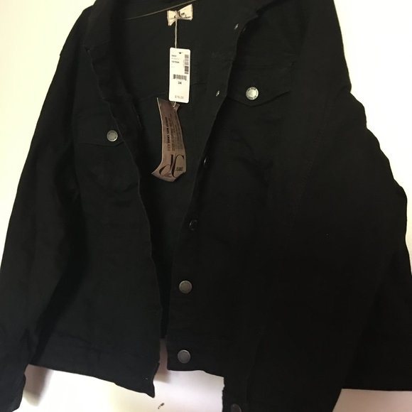 Ladies Black Denim Jacket 3X NEW WITH TAG - Picture 1 of 6